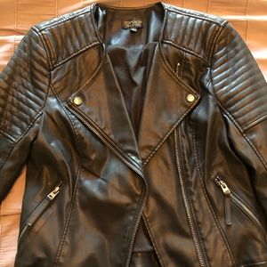 Topshop black faux leather jacket US 6 women